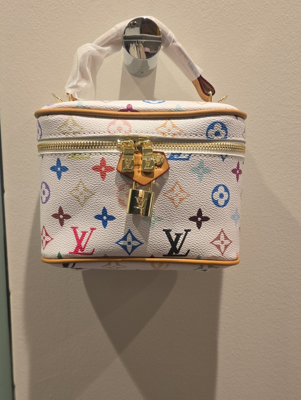 Louis Vuitton White Multicolor Monogram Cosmetic Box Bag